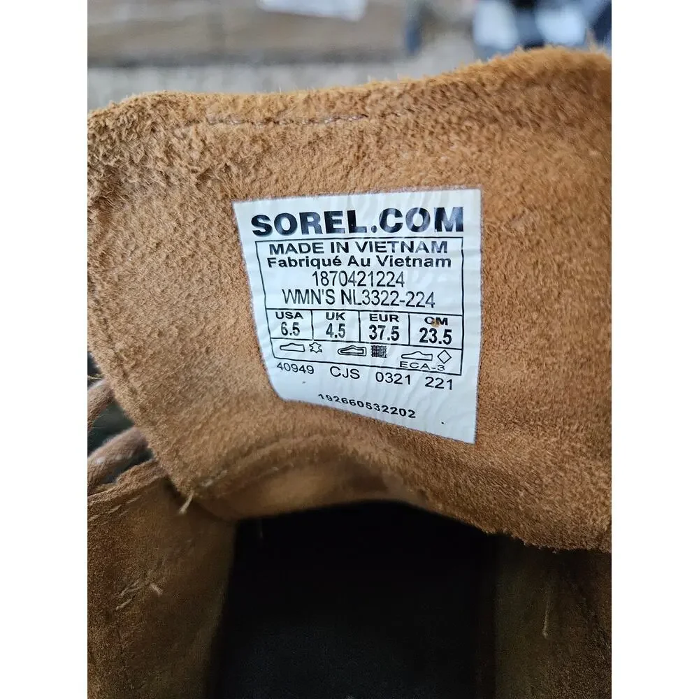 Sorel Evie Ankle Bootie Womens 6.5 Camel Suede Lace Up Wedge Boots